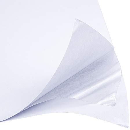 BENECREAT 20 Sheet 8.3x5.7 Inch Double Sided Sticky Sheets White Self Adhesive Tape (0.2mm) Sandwich Layer with Double Side Tape for Gift Wrapping Paper Craft Handmade Card