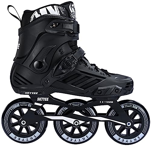 3 hjul inline-skridskor för män kvinnor, professionella rullskridskor för män och kvinnor, högpresterande hastighetsskridskor för vuxna med 110 mm hjul (svart, MEN6/WOMEN7)