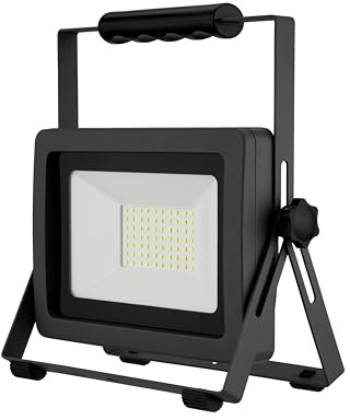 REV LED Baustrahler - IP65, 1,5m Gummikabel, Aluminium, anthrazit-silber | Baustellenlampe für Baustelle | 6500K, 50W, 4250lm
