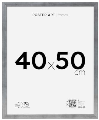 POSTER ART Bilderrahmen 40x50 cm Hängende aus MDF und Acrylglas Silber | Für Poster und Puzzles, Vertikal oder horizontal, Einfache Montage, Robustes Acrylglas, Europäische Produktion