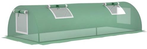 Outsunny Foliengewächshaus Mini Tunnelgewächshaus mit Mesh Fenster, UV-beständige Frühbeet für Garten zur Aufzucht, PE Folie, Grün, 200 x 80 x 45 cm