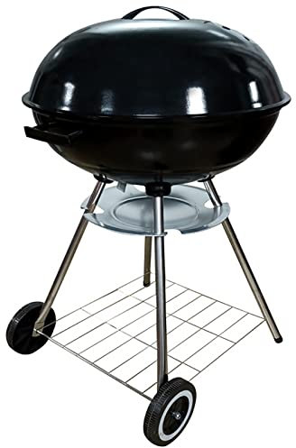 JOSBY Kugel-Holzkohlegrill, 22 Zoll, tragbar, strapazierfähig, rund mit verdickter Grillschale mit Rädern, Barbecue-Grill, Kochen im Freien, Picknick, Terrasse, Garten, Camping