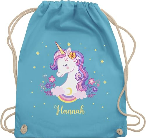 Turnbeutel Rucksack - Einhorn Geschenk Einhörner I Unicorn - Unisize - Hellblau - personalisierte geschenke mädchen einhornrucksack unicorns name beutel wechselbeutel kita kinderturnbeutel