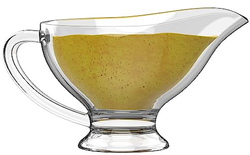 RONDURE Gravy Boat - 2 Pack 7 oz Classic Glass Gravy Sauce Dish