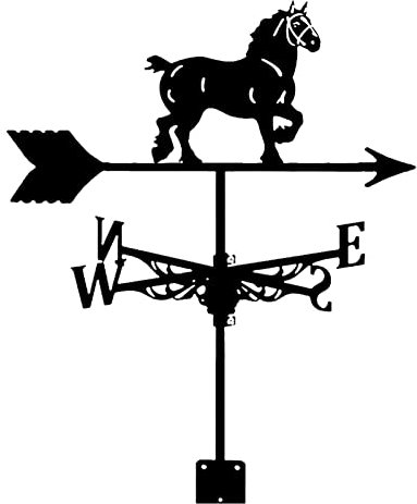 EICOFF Instalación en la azotea, Veleta de Viento, Silueta de Caballo, Veleta, indicador de dirección de Viento de Metal Duradero Retro para decoración de jardín y decoración de Patio