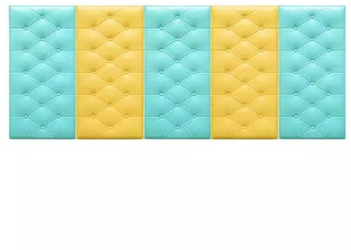 HJLKDYM LIANGJUN Dicke Wandaufkleber schalldichte Wandpaneele, selbstklebendes Schlafzimmer-Wandkissen für Kinderzimmer, Spielzimmer, Esszimmer (Farbe: Gelb + Grün, Größe: 150 x 60 x 30 cm)