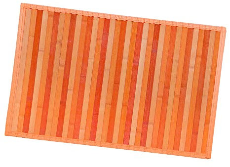 emmevi Bambus-Teppich aus Holz, rutschfest, Antirutschmatte, Fußmatte, Badematte, Bambus, Küche, Bad, Degradé, 50 x 235 cm, Orange