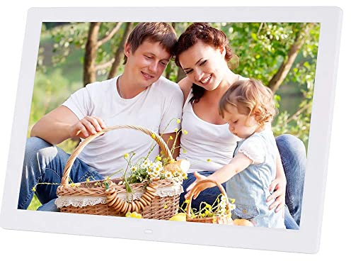 Spacmirrors 13 Inch Digital Photo Frame Led Display Hdmi Advertising Machine Multi-Function Slideshow Mp3/Mp4 Player With Display Stand Wedding Gift (White)