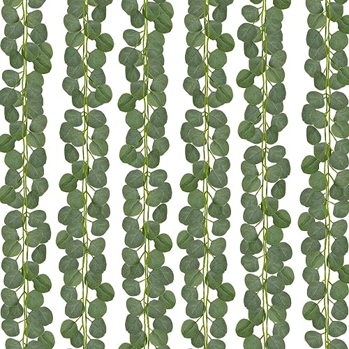 CQURE 18Pack 126Ft Eucalyptus Garland,Artificial Eucalyptus Leaves Table Greenery Garland Wreath Vines for Wedding Party Table Fireplace Bedroom Wall Room Decor
