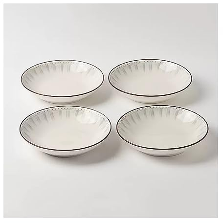 Plato de Cena Plato de cerámica de 4/6 piezas, plato de ensalada for el hogar, plato redondo blanco for cocina, restaurante, plato hondo Simple, plato de sopa, plato de postre Platos para Platos ( Col