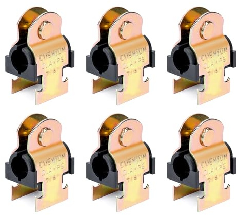LBG Products 6 Pack Rubber Cushion Pipe Strut Clamps, 7/8 OD, Heat Resistant, Easy Installation with Bolts and Nuts