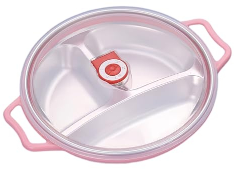 Assiette micro-ondes 1,3 l : vaisselle pour micro-ondes avec couvercle et poignées, saladier rond avec 3 compartiments, couvercle avec ventilation, boîte à déjeuner, passe au micro-ondes et au