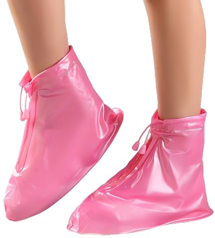 Docache Copri Scarpe Per Pioggia, Copriscarpe Impermeabili, Riutilizzabili, Con Cerniera, Antiscivolo, Galosce Per Donne, Uomini e Bambini (Rosa, (S) 36-37)