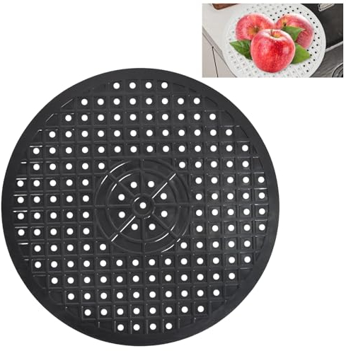 Spülbeckenmatte Runde Spülbeckeneinlage Silikon Spülmatte für Spülbecken Schutzmatte Schneidbare Ablaufmatte Non-Slip Drain Matte Schutz für Spülbecken Geeignet für Geschirr und Becken(Schwarz)