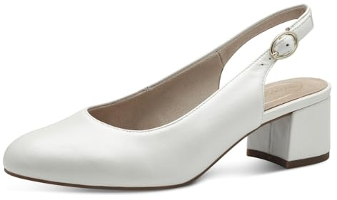 Tamaris Comfort Damen Slingpumps aus Leder Elegant, Weiß (Pearlized), 40 EU