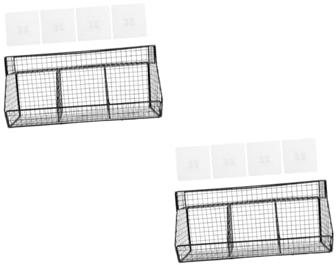 Amosfun 2 Piezas Cesta De Cocina Colgante Fruteros De Alambre Contenedores De Colgantes Cesta De Montaje En Pared Cesta De Almacenamiento De Ajo Porta Utensilios Acero Inoxidable