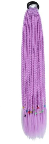 Synthetische, farbige, geflochtene Pferdeschwanz-Haarverlängerung, 60 cm, elastisches Gummiband, zum Flechten von Pferdeschwanz-Haarverlängerungen für Mädchen, 36–24 Zoll