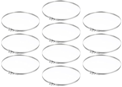 PATIKIL 8 Inch Adjustable Pipe Hose Clamp, 10 Pack Stainless Steel Air Ducting Clamp Worm Gear Drive Hose Clamps Pipe Clamp for Ventilation Duct (50mm-215mm)