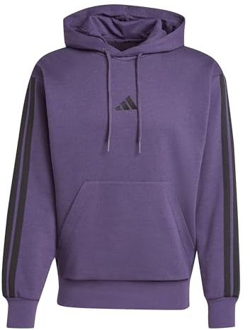 Adidas Essential Three Stripes Fleece Hoodie Felpa con Cappuccio Uomo (Pacco da 1)