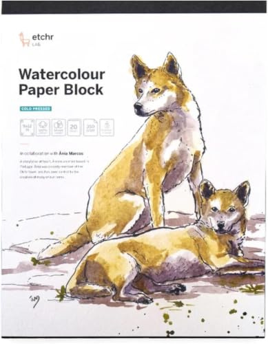 ETCHR Watercolor Paper Block - 9 x 12 100% Cotton Hot Press Paper Block 350gsm - Warp Resistant Watercolor Paper Block