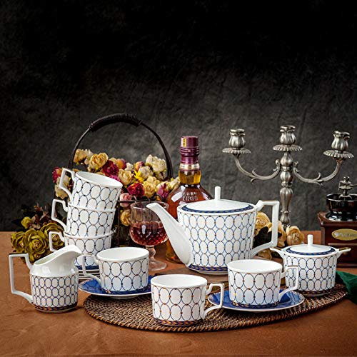 KWMAEEUID Juego de té de Porcelana de 15 Piezas, Juego de Tazas de Porcelana China, Juego de café de cerámica, Juego de té de la Tarde Vintage, Servicio de té de Boda para Adultos