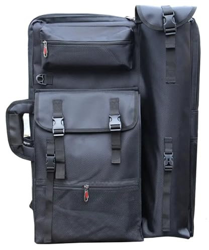 HMXRJKL Kunst Mappe Tasche Regenfeste große Künstlertasche A2 Art Portfolio Rucksack A2 Zeichenbrett Künstlerbedarf Tasche Reise Tragbare Kunsttasche for Künstler Für Zeichenbretter(Black)