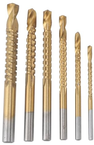 6 Stück Gezahnte Spiralbohrer, 3, 4, 5, 6, 5, 8 Mm, Gezahnte Seitenspiralsägenbohrer für Holz, PVC, Kunststoff, Platten, Nuten, Anfasen