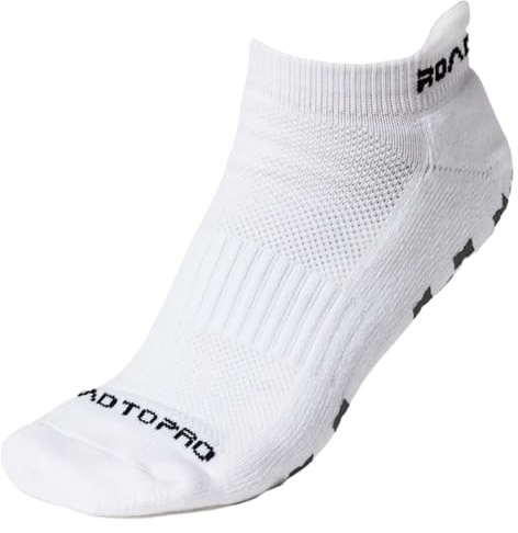 Road to Pro Ultragrip V2 Dual Sided Non-Slip Technology Ankle Socks (White, Medium)