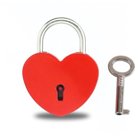 OUDQFCJ Mini Lucchetto Decorativo con Chiave a Forma di Cuore Lucchetto in Metallo a Forma di Cuore Lucchetti Stile Antico per San Valentino, Portagioie, Scatole Portaoggetti, Diari 3,8 x 3 x 0,6 cm