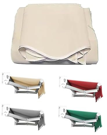 SMELEDFCFK Ersatzstoff Markisenstoff Markise Ersatztuch 3M 4M 5M 6M 7M Markisenbespannung Canvas Sonnenschutz Markisentuch UV Schutz Sonnenmarkise Abdeckung(Beige,12x10ft/360x300cm)