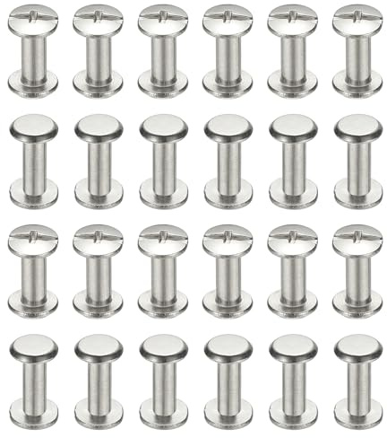 PATIKIL 24 Sets Chicago Schrauben, 3x8mm(DxH) Chicago Schrauben Phillips Bindeschrauben Bolzen Leder Nieten 304 Edelstahl Befestigungselemente Für Ledergürtel Scrapbook Fotoalben, Silber