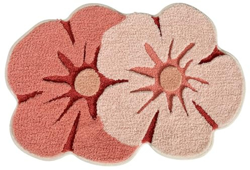 SMELEYOU Alfombra de Flores Absorbente ＆ Secado rápido Alfombra en Forma de Flores 18x28 Pulgadas bañera no Deslizante de baño Linda para baño para el