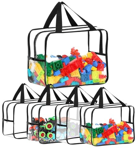 4 Stück PVC Aufbewahrungstaschen für Spielzeug, Große Kapazität Toilettentaschen mit Reißverschluss, Spielzeugtasche für Unterwegs Kann Gespeichert Werden Spielzeug Badespielzeug Puzzle Bausteine