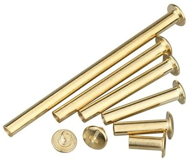 KXJSYL Tool Vis d'album nickelées/Laiton, Ceinture en Cuir, Portefeuille, Album Photo, Album de Scrapbooking, Livre de comptes, Poteau, Rivets de Reliure à vis Chicago(Brass Plated,5x70mm 5pcs)