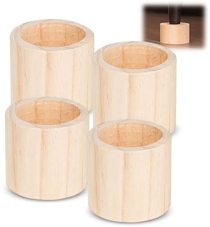 MerwDeeyt 4Pcs Cylinder Wood Bed Risers 4cm ID Wooden Furniture Risers Increase Height by 10cm Cylinder Extender Riser Wood Feet Chair Raiser for DIY Painting Sofa Couch Chair Table