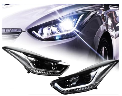 LORSKRD Faro Principale Fari Faro Faro Anteriore Per Hyundai Per Elantra LED Headlight 2011 12 13 14 2015 2016 Fari DRL Indicatori Di Direzione Abbaglianti Angel Eye Lente Proiettore