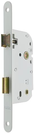 Bricard 2553 Serrure à encastrer axe 50 mm pour Porte de salle de bain, toilettes, coloris Blanc