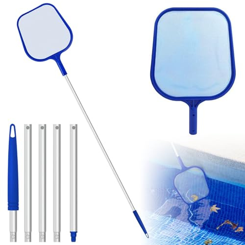 MOERAE Pool Kescher mit Teleskopstange, 150cm, Teichkescher Feinmaschig, Verstellbar Pool Reinigungsnetz, für Schwimmbäder, Teiche und Aquarien – zum Entfernen von Laub und Schmutz
