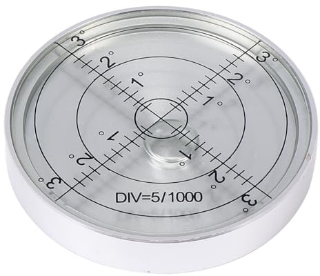 TEHAUX Nivel de Burbuja Circular Pequeño 60x10 Mm, Nivel Horizontal Carcasa Metálica Plateada y Líquido Claro, Herramienta de Medición para Exteriores, Topografía E Ingeniería