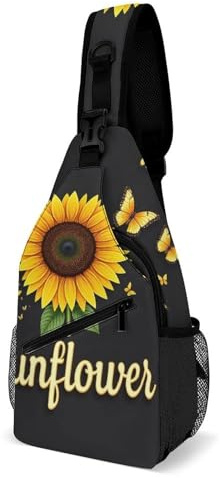 Butterfly Sunflower Men Women Daypack Adjustable Strap Chest Bag Casual Sling Bag For Sports Travel Hiking