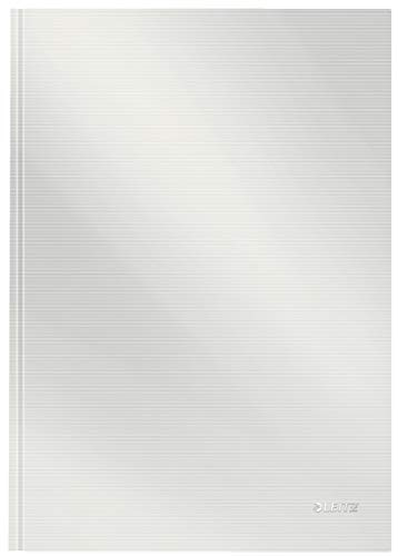 Leitz A4 Notizbuch liniert, 160 Seiten, 80 Blatt FSC zertifiziertes 80 g/m² Papier, Stabiler, kratzfester Hardcover-Einband, Für Büro, Schule oder als Tagebuch, Solid Serie, Weiß, 46650001