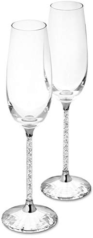 Bulary 2PCS Verre Base de Cristal Strass gobelet en Verre de Champagne
