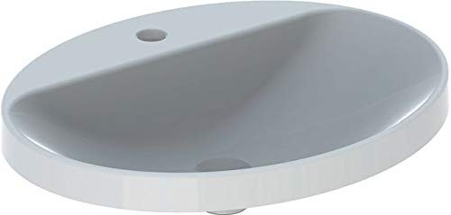 Geberit VariForm Einbauwaschtisch oval, 600x480mm, mit Hahnloch, ohne Überlauf, Farbe: Weiß, mit KeraTect - 500.727.00.2