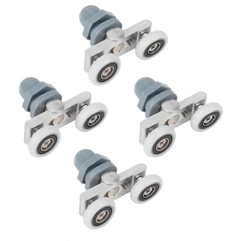 VIFER 4 Set Rulli Doppi per Porta della Doccia, Rotelle per Doccia con Doppia Porta Scorrevole Ruote per Porta Doccia per bagno 20mm/23mm/25mm (25mm)