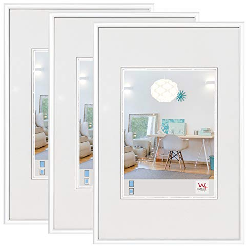 walther design Bilderrahmen weiss 21 x 29,7 cm (DIN A4) 3er Pack, New Lifestyle Kunststoffrahmen KV130W3