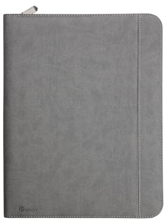 Vebon® Schreibmappe A4 Rom mit Laptopfach & Doppelreißverschluss, Grau | Langlebiger Reißverschluss, extra Stauraum, Tabletfach mit Befestigungsgurt, wasserabweisend, Klemmbrett, zeitloses Design