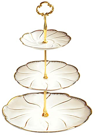 ZXCVB Soporte para Tartas,Bandeja De Porcelana para Tartas De 3 Pisos, Puesto De Servicio, Estables Y Desmontables,para Cupcakes Food Dessert,Estante para Platos De Comida,3~Layers