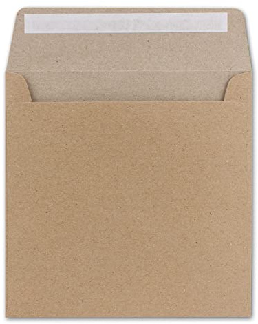 100 Quadratische Brief-Umschläge Kraftpapier (Muskat Braun) - 15,5 x 15,5 cm - 100 g/m² Haftklebung stabile Kuverts ohne Fenster - von Ihrem Glüxx-Agent