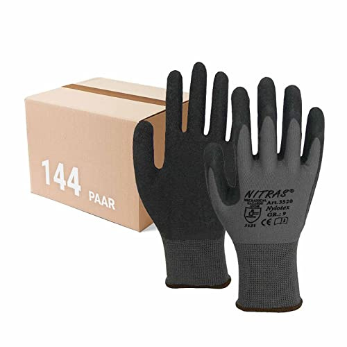 NITRAS 3520 Nylotex nylon latexhandskar arbetshandskar latex – 144 par, storlek: 12