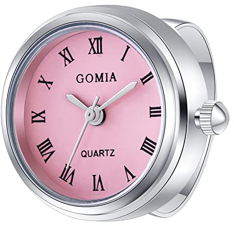 JewelryWe Ringuhr Fingeruhr Damen Analog Quarz Edelstahl Verstellbar Ring Uhr Fingerringuhr Uhrenring mit Römischen Ziffern Rundem Zifferblatt Geschenk